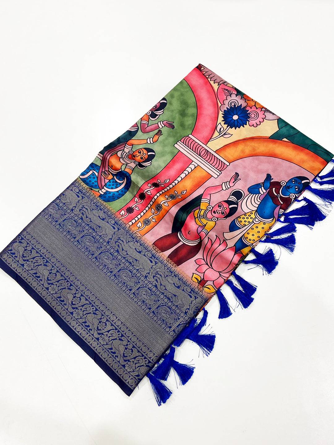 Vibrant Banarasi Silk Kalamkari Pattern Saree