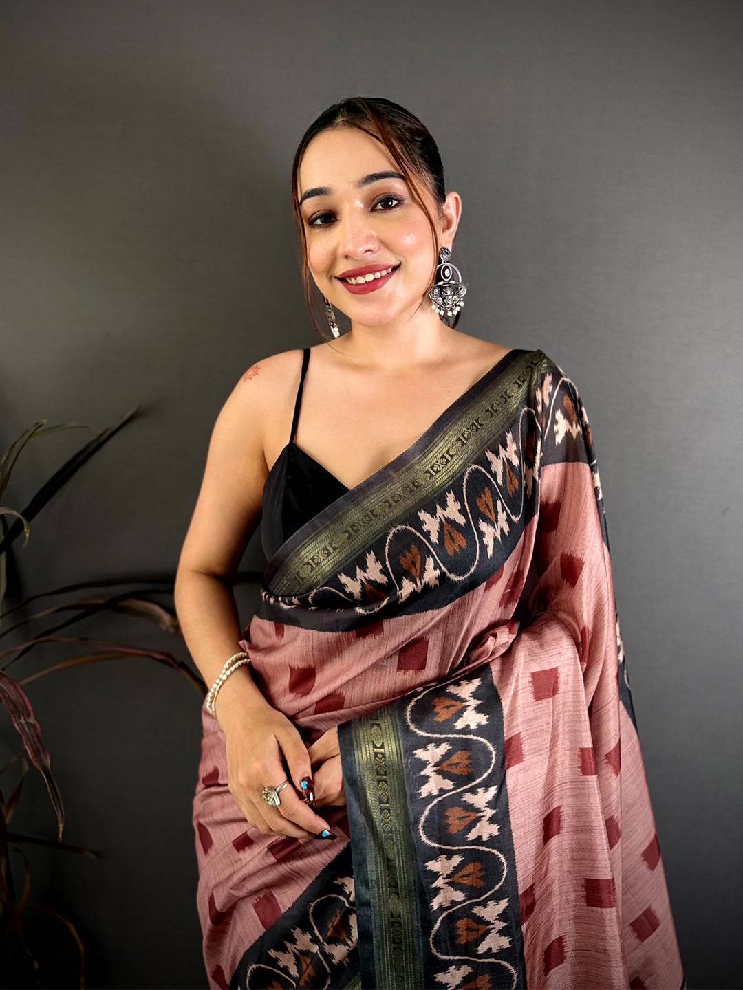 Classic Rudraksh Border Ikkat Print Saree