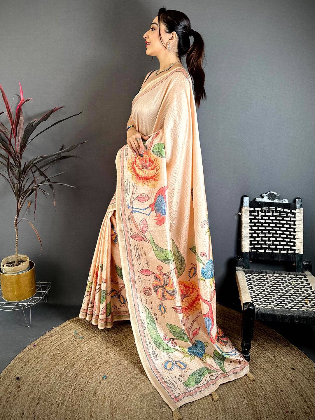 Elegance Soft Tussar Ghicha Katha Saree