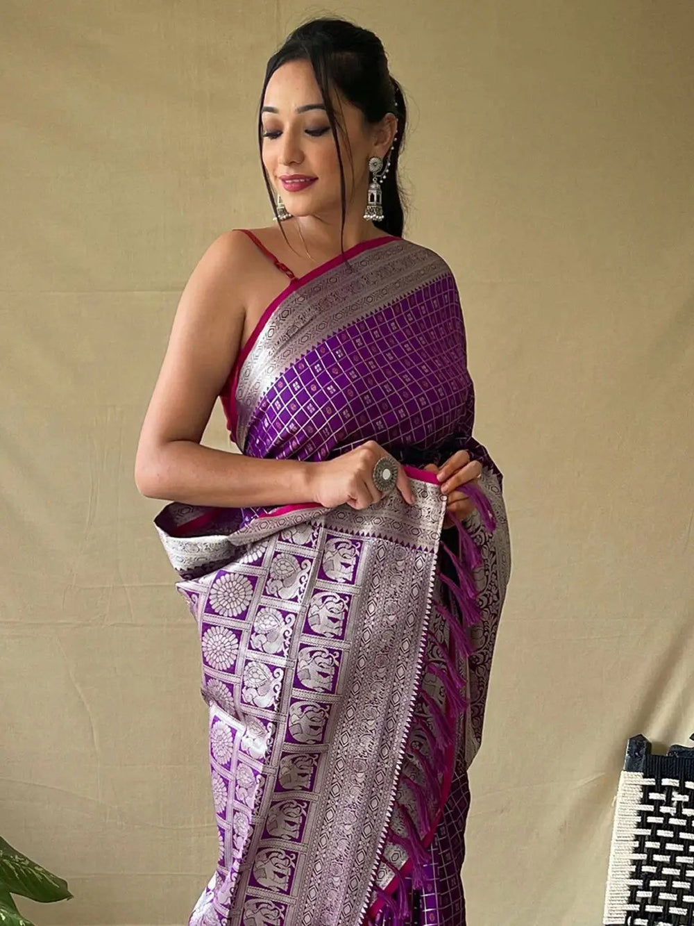  Traditional Purple Colour Banarasi Saree