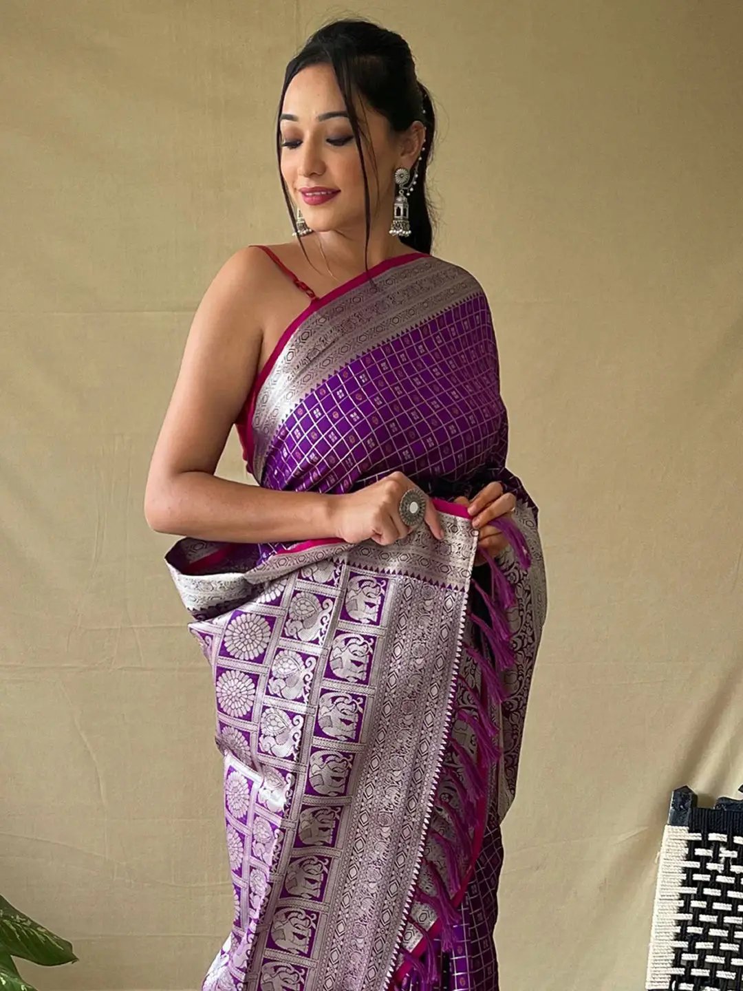  Traditional Purple Colour Banarasi Saree