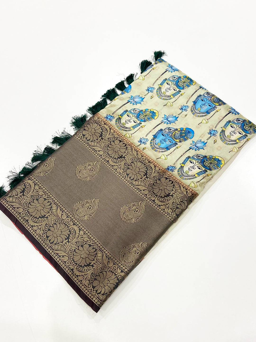 Royal Banarasi Silk Krishna Motif Pattu Saree