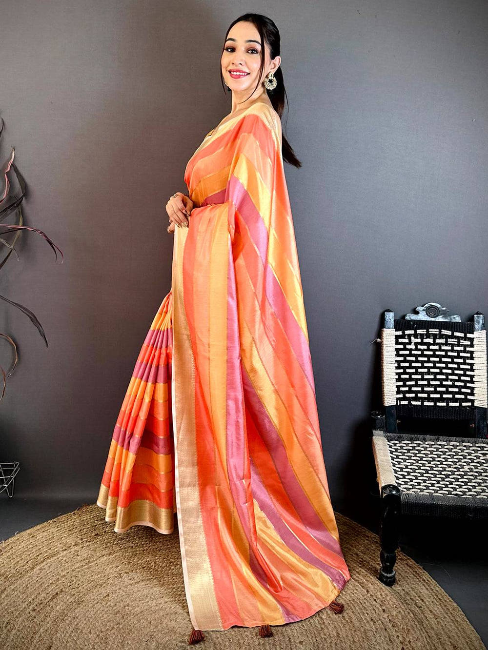 Royal Tussar Rainbow Digital Print Saree