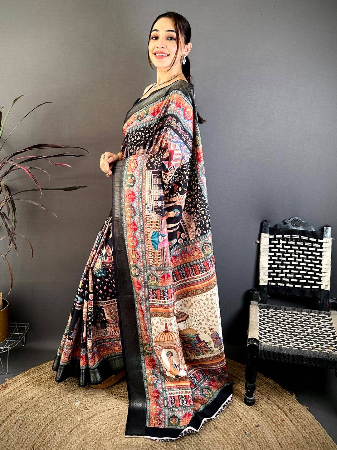 Royal Pashmina Print Tussar Ghichaa Saree