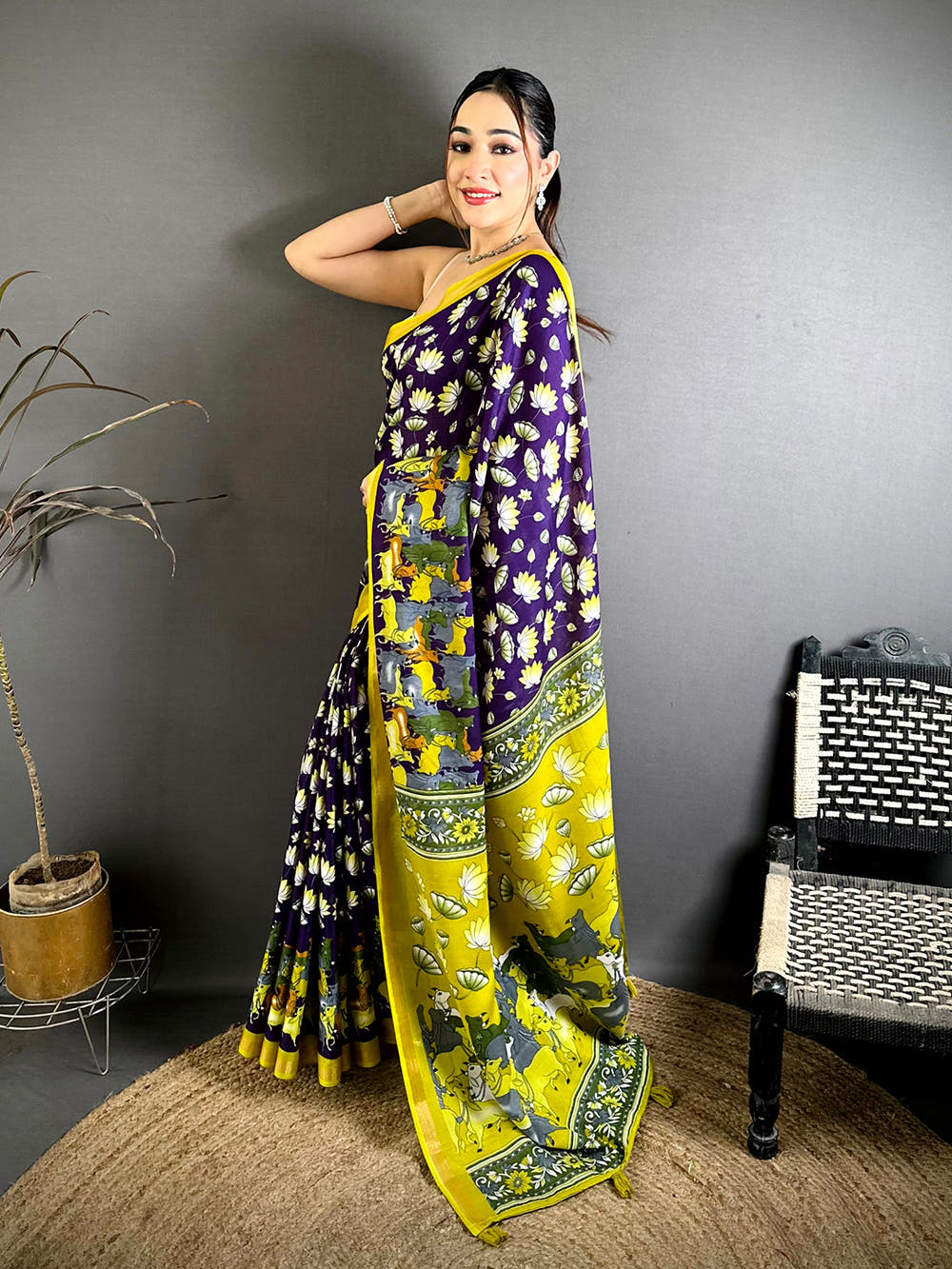 Stylish Mul Cotton Pichwai Kalamkari Saree
