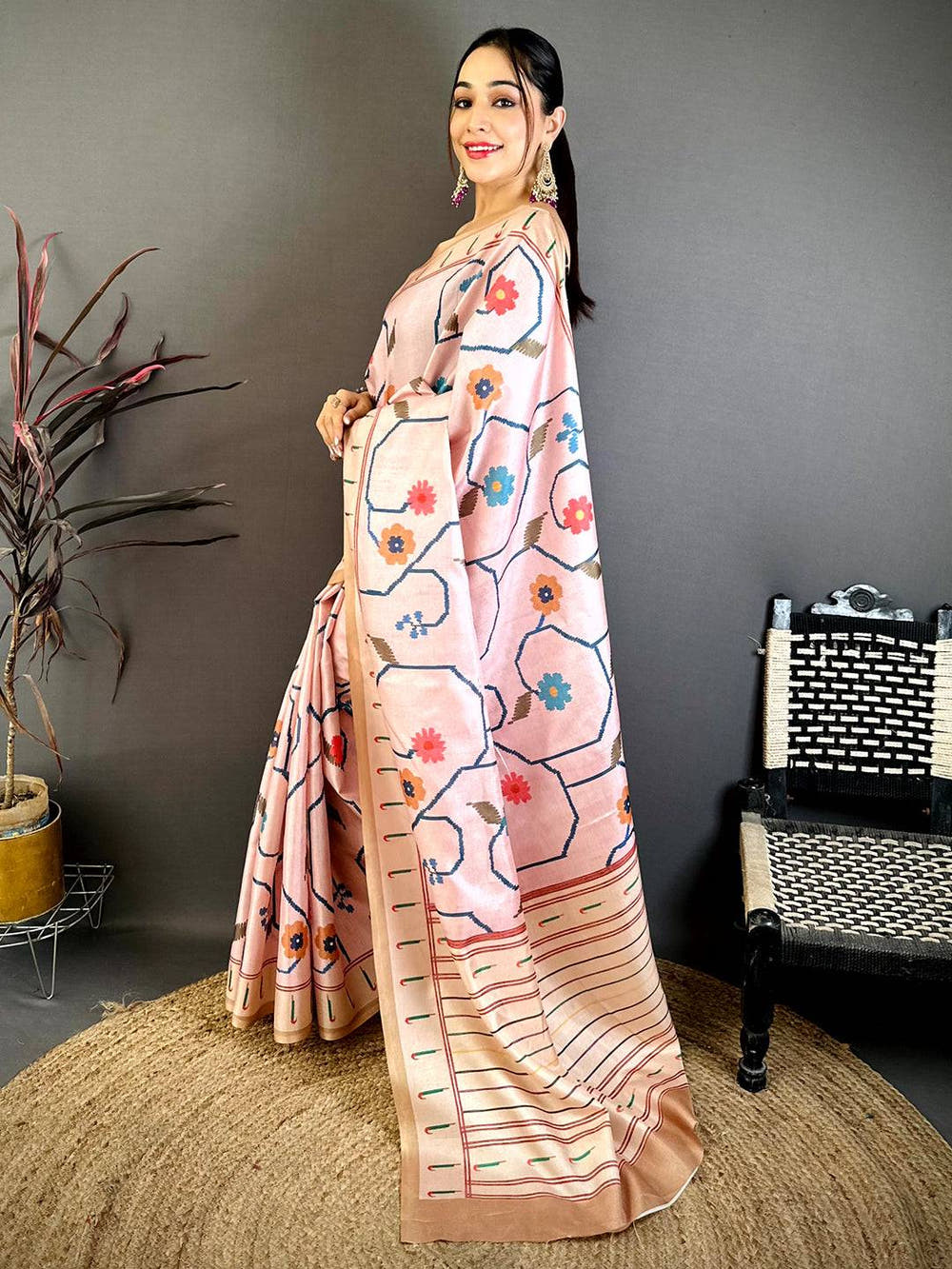 Regal Tussar Ikkat Meenakari Print Saree