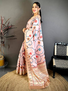 Regal Tussar Ikkat Meenakari Print Saree