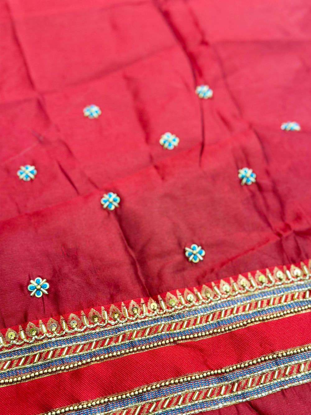 Royal Teal Banarasi Katan Silk Zari Saree With Maggam Blouse