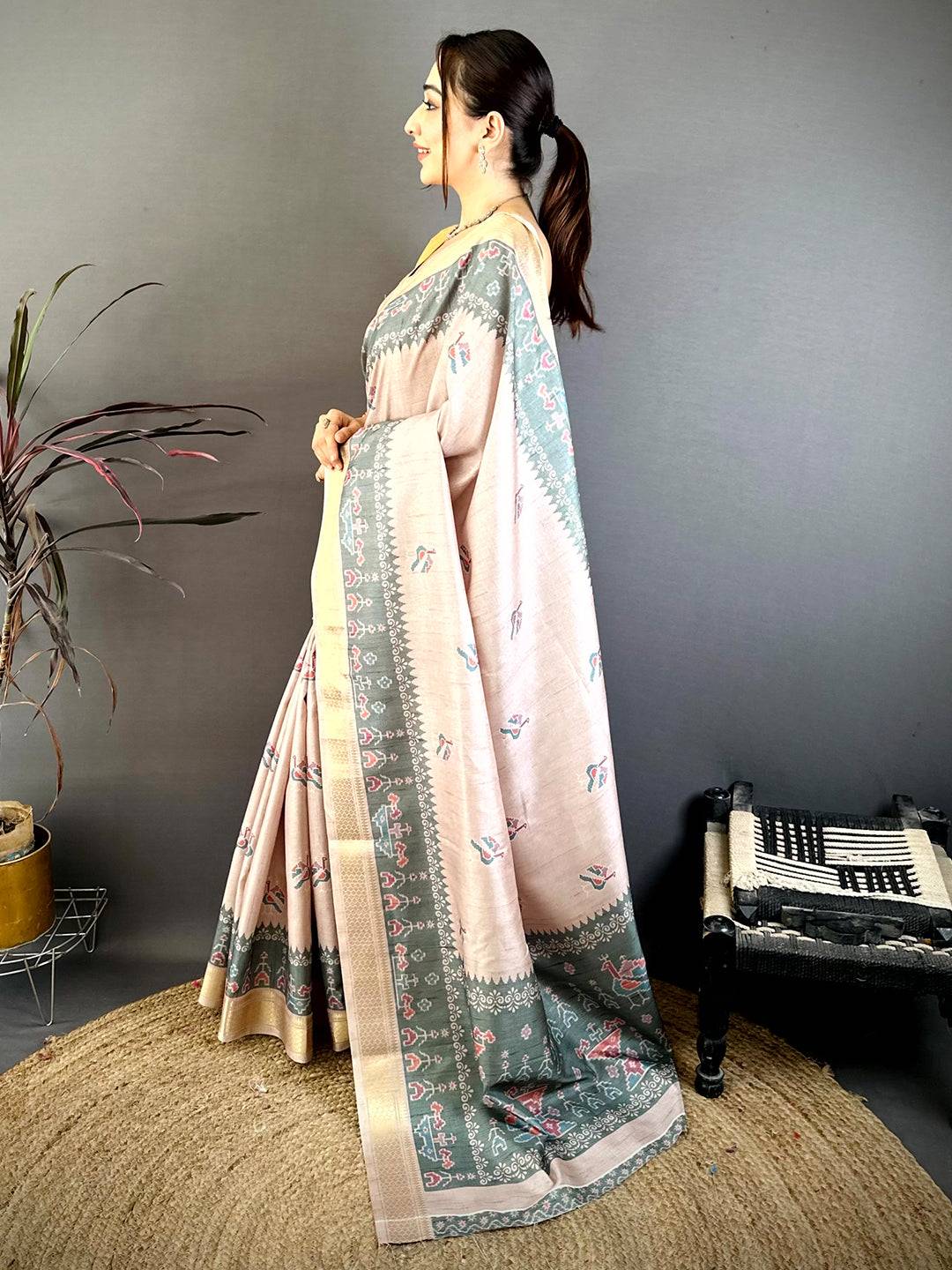 Royal Patola Print Tussar Ghichaa Saree