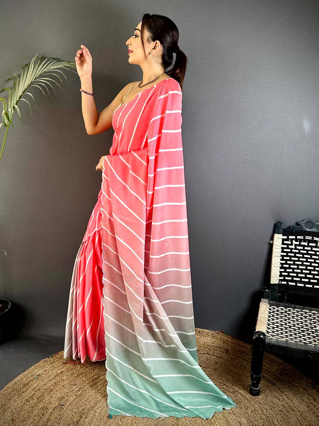 Heritage Stone Work Chinnon Leheriya Saree
