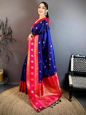 Elegant Royal Blue Zari Butta Silk Saree