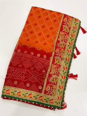 Traditional Chinnon Bandhej Saree