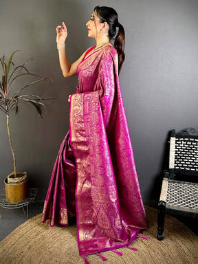Opulent Kanjivaram Self Gold Zari Weave Saree