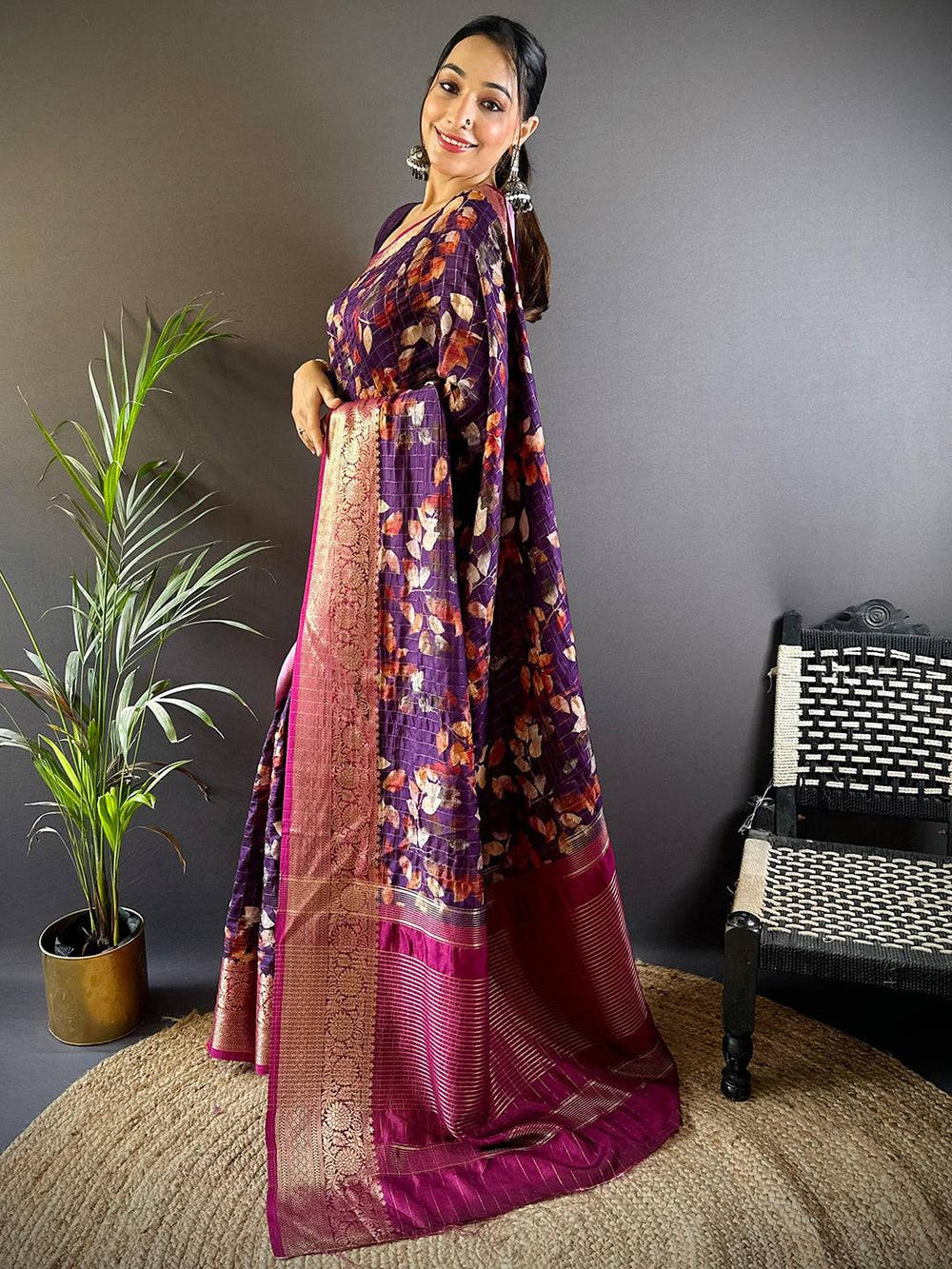 Floral Radiance Viscose Saree
