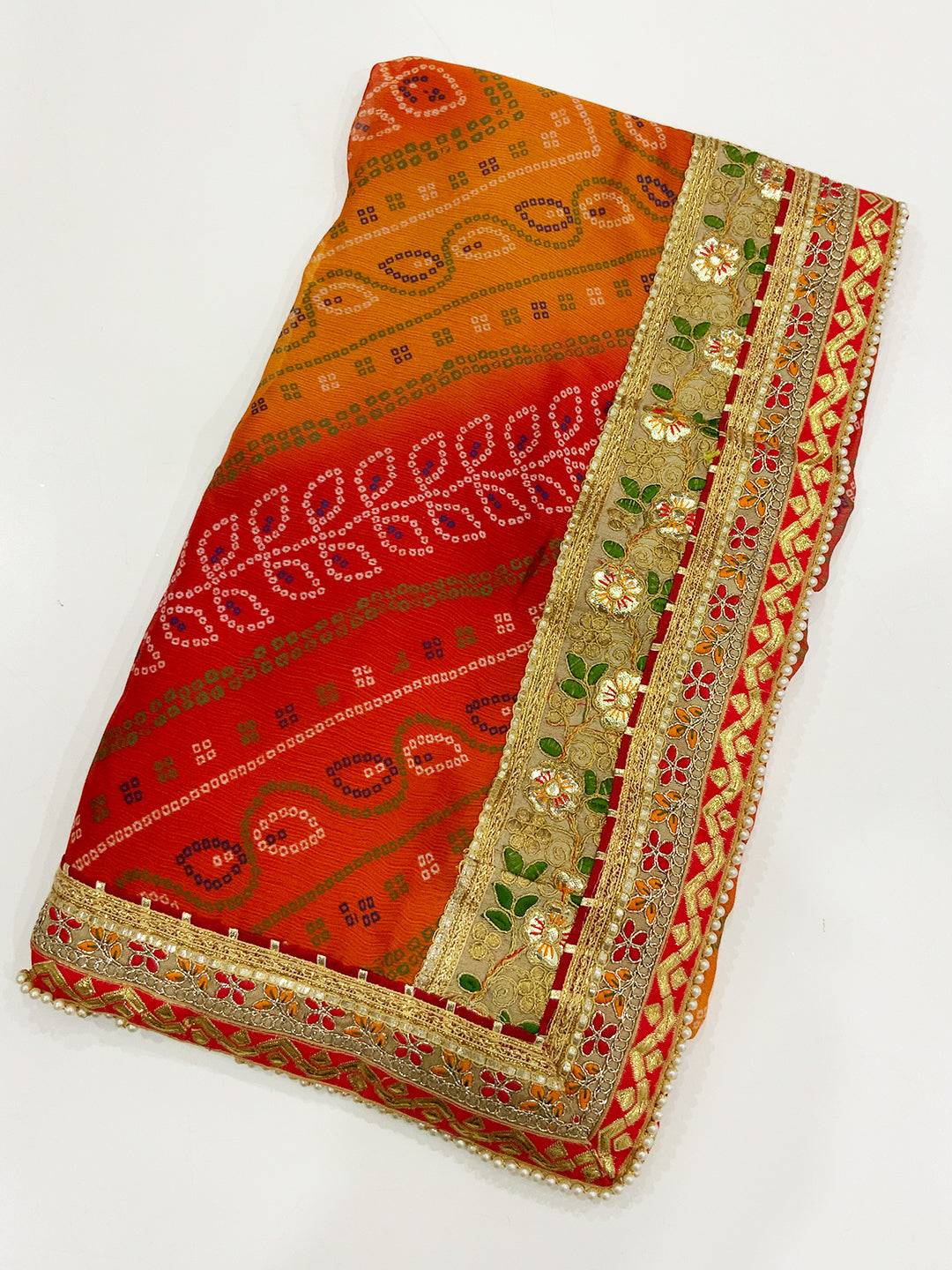 Classic Chiffon Printed Foil Work Saree