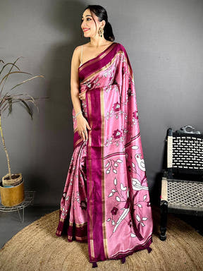 Stylish Floral Print Soft Dola Saree