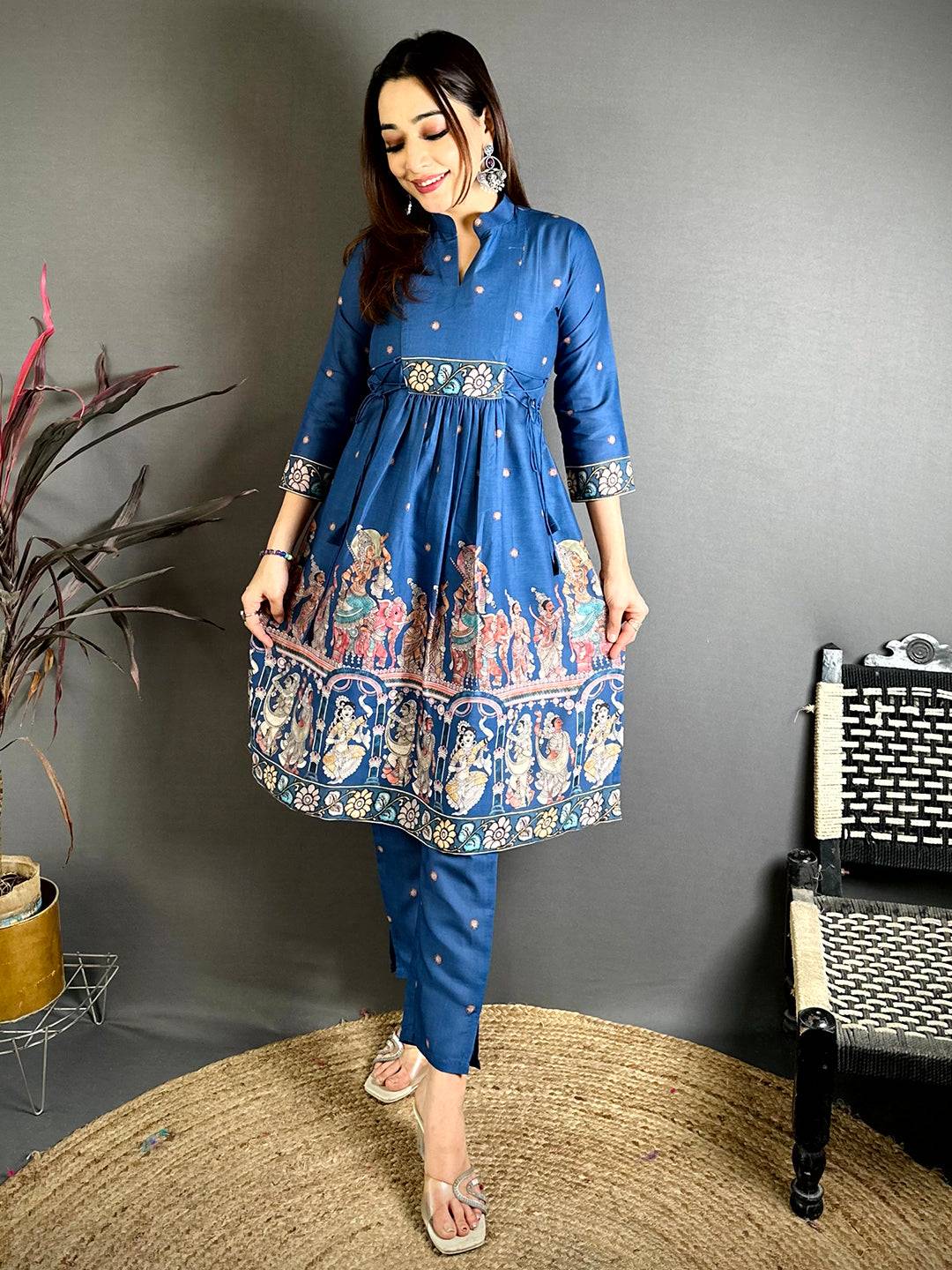 Royal Kalamkari Collar Style Kurti