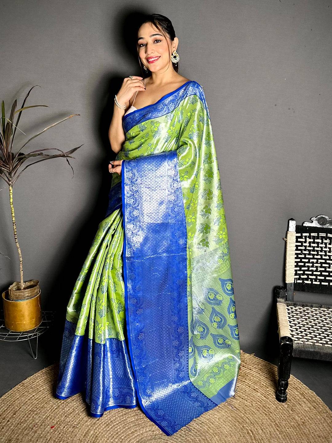 Opulent Zari One Gram Tissue Kanchi Saree