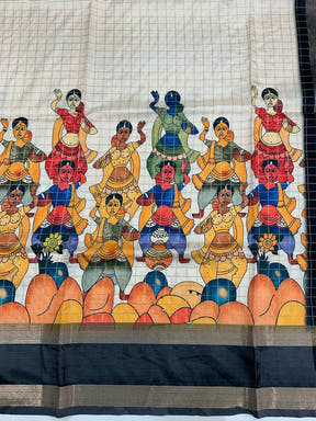 Heritage Kalamkari Satin Bentex Gadwal Saree