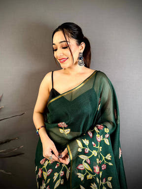 Classic Kota Doriya Floral Kalamkari Saree
