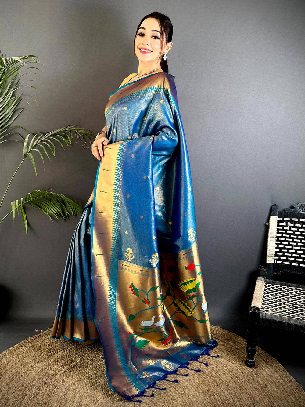 Golden Grace Zari Tissue Paithani Saree
