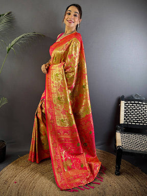 Regal Warli Gold Zari Dharamavaram Silk Saree