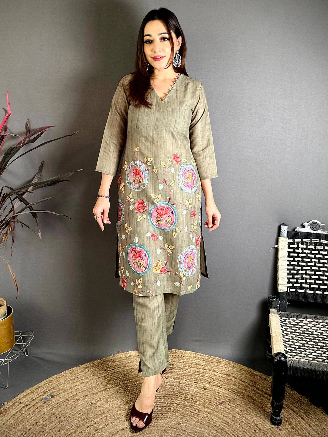 Ethnic Kalamkari Print Mul Kurti