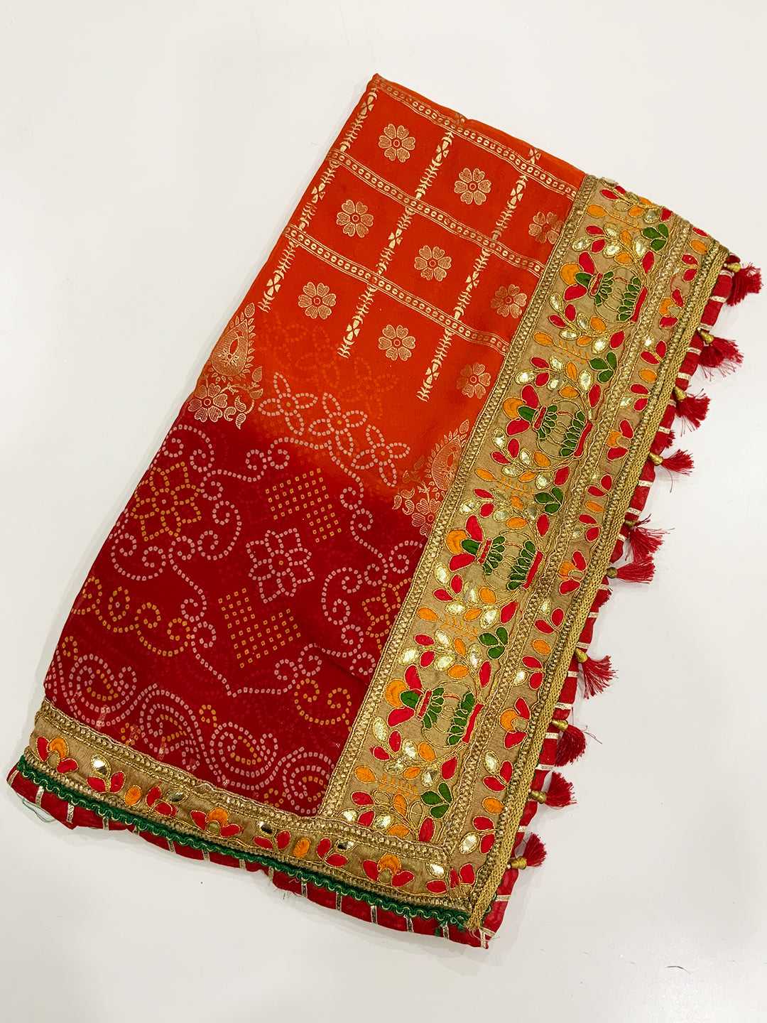 Graceful Foil Work Chinnon Saree