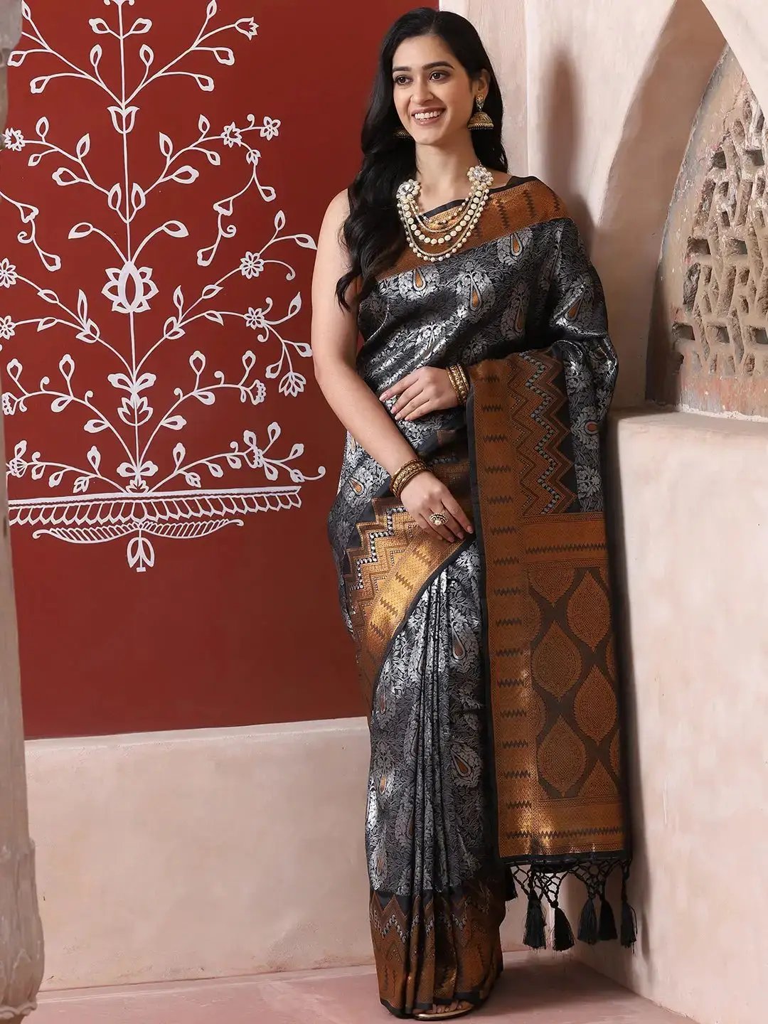 Kanjivaram Silk Saree with Zari Work 