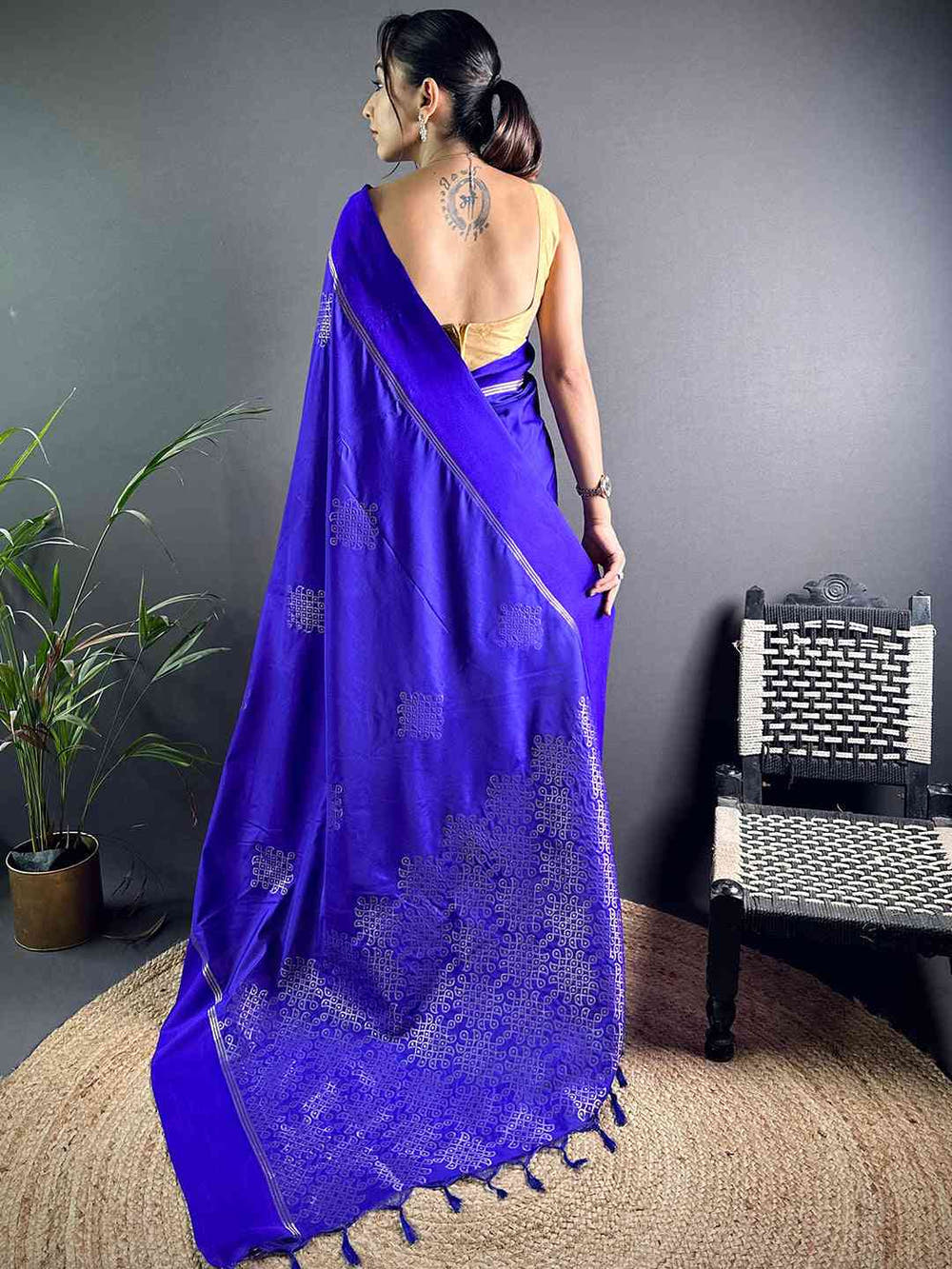 Purple Kolam Silk Heritage Saree