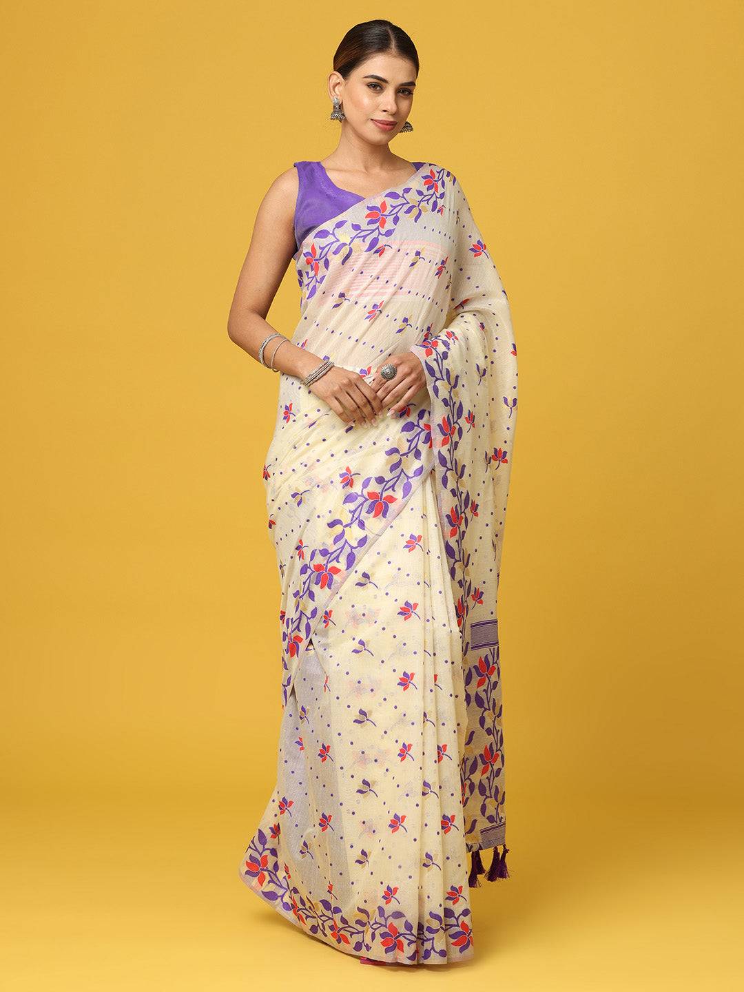  Dhakai Jamdani Cotton Silk Saree