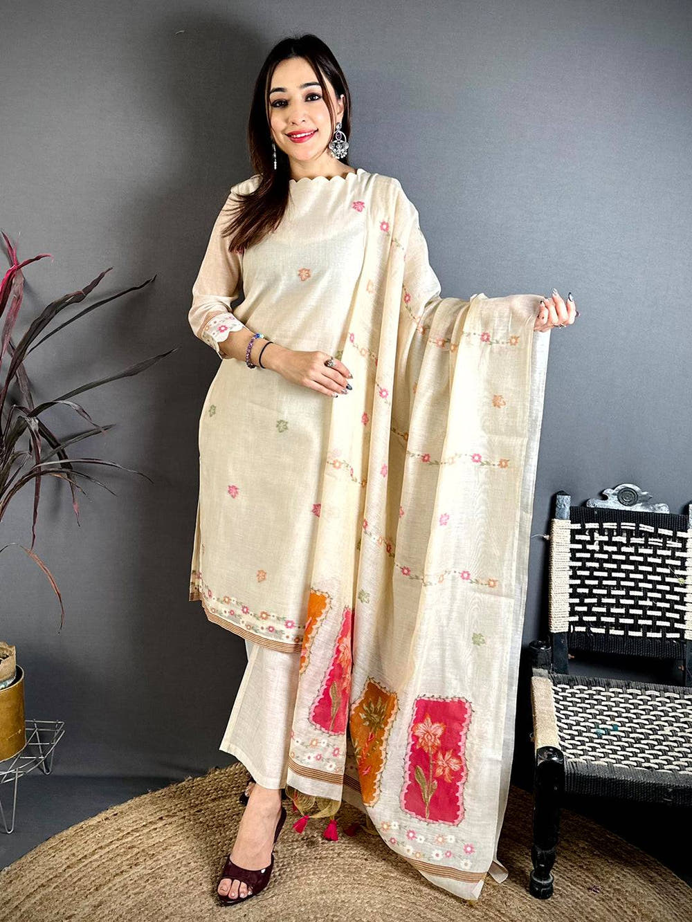 Off White Grace Mul Cotton Dress