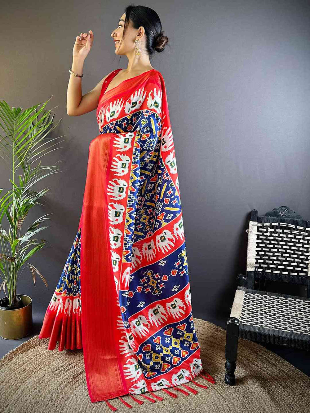 Blue Chanderi Silk Patola Radiance Saree