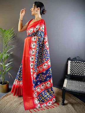 Blue Chanderi Silk Patola Radiance Saree
