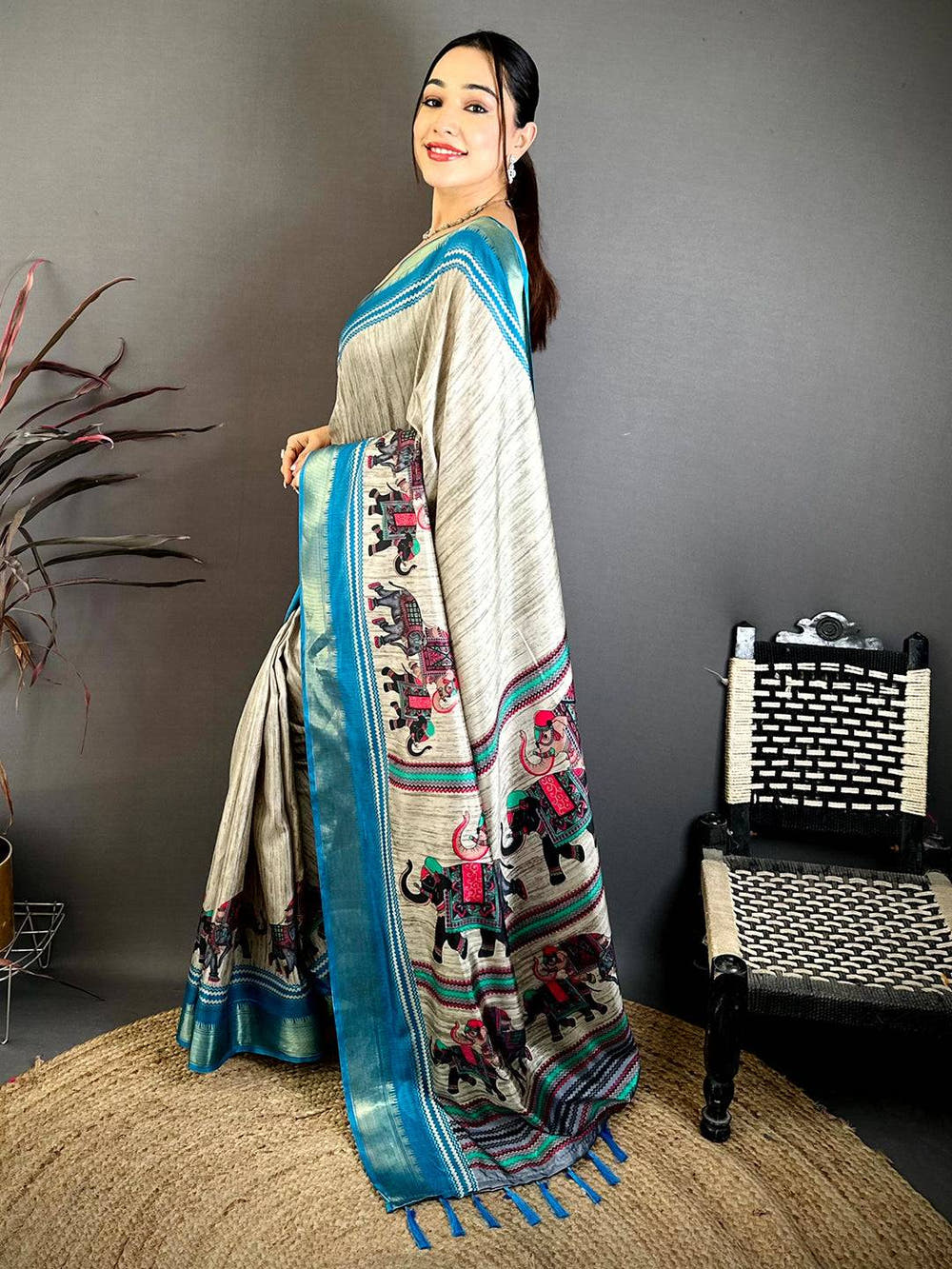 Regal Block Print Dola Silk Saree