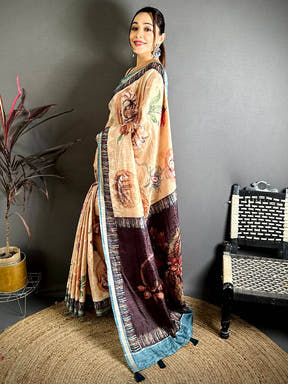 Radiant Soft Tussar Kalamkari Saree