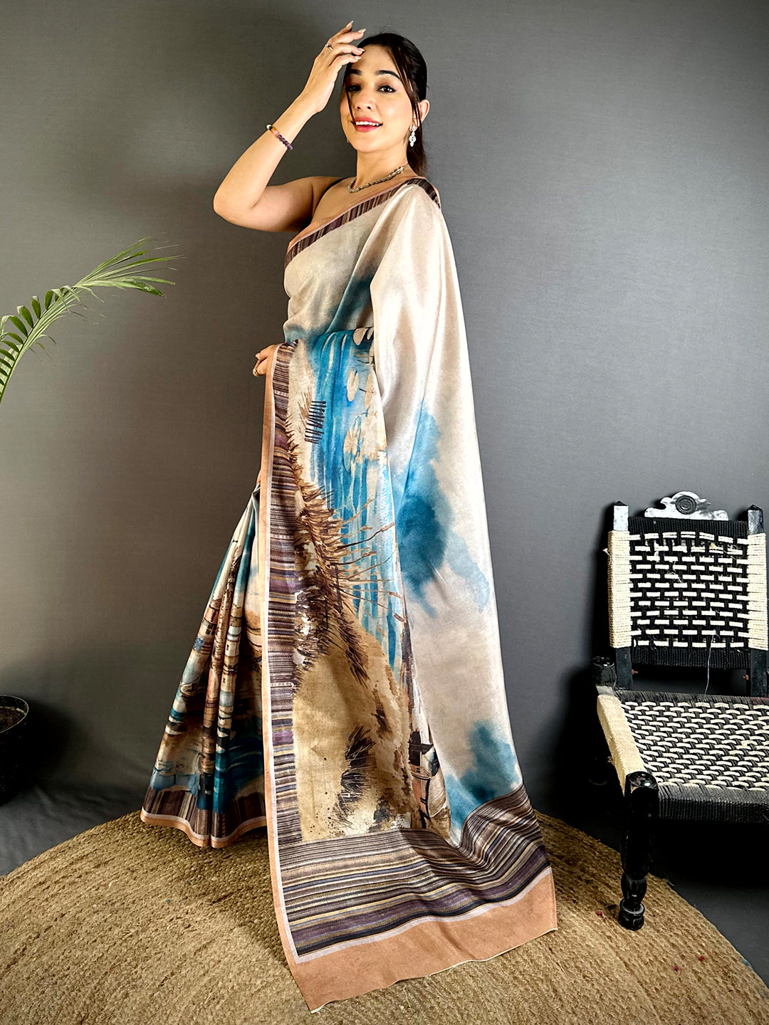 Royal Japanese Poster Tussar Saree