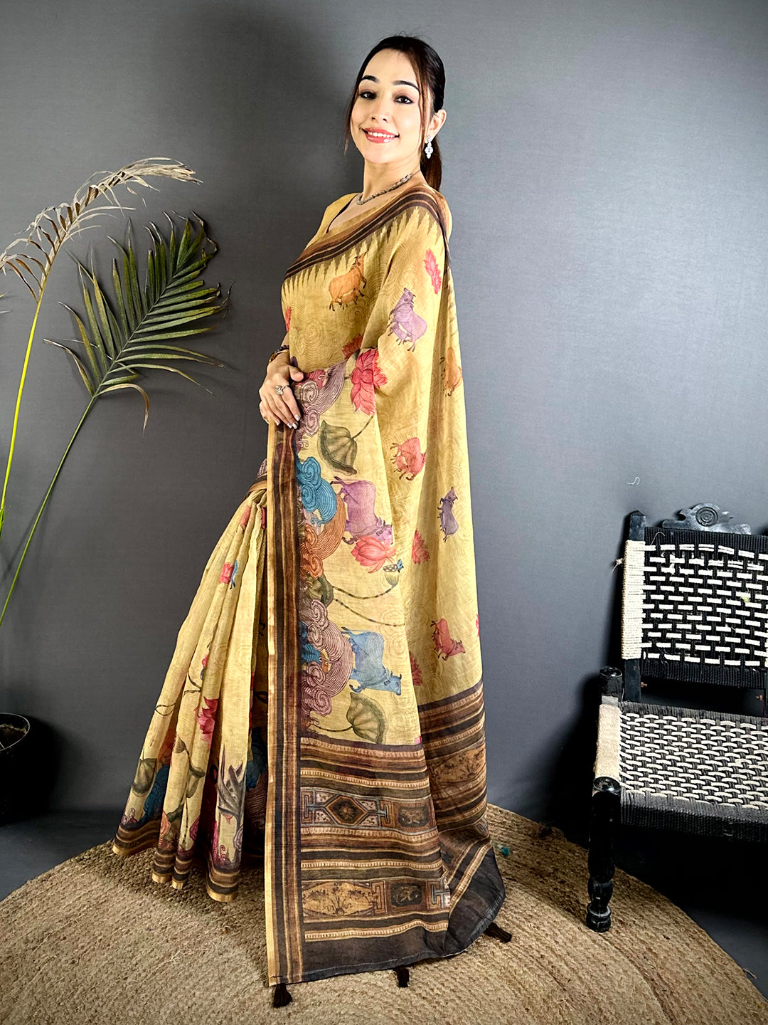 Royal Pichwai Linen Tissue Saree