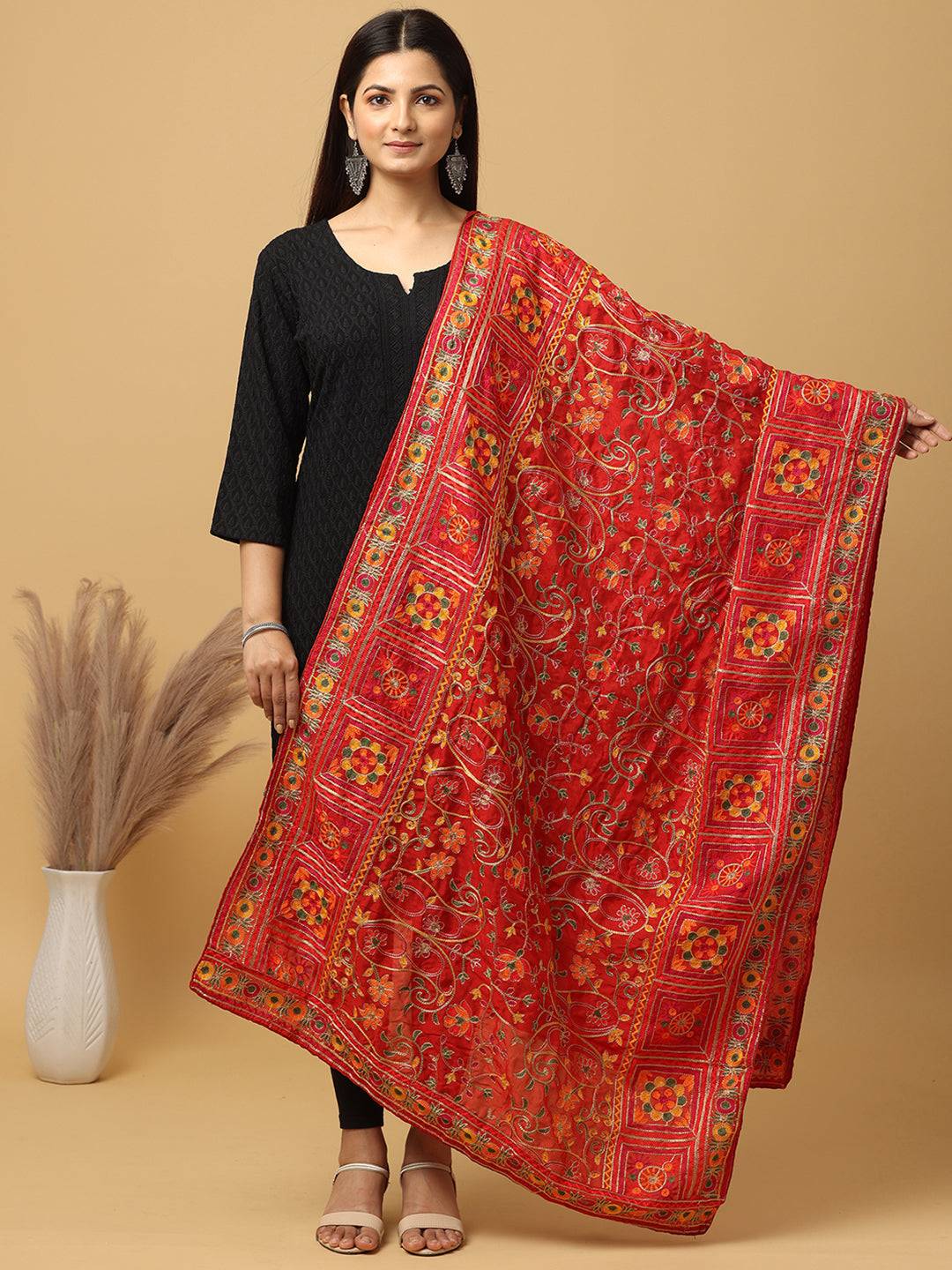 Beautiful Poly Chiffon Pashmina Threadwork Dupatta