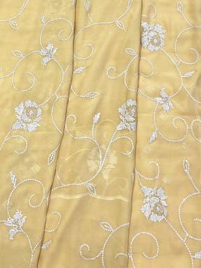 Yellow Georgette Sequin Embroidery Saree
