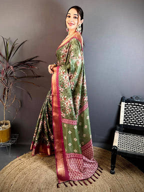 Opulent Floral Printed Soft Dola Saree