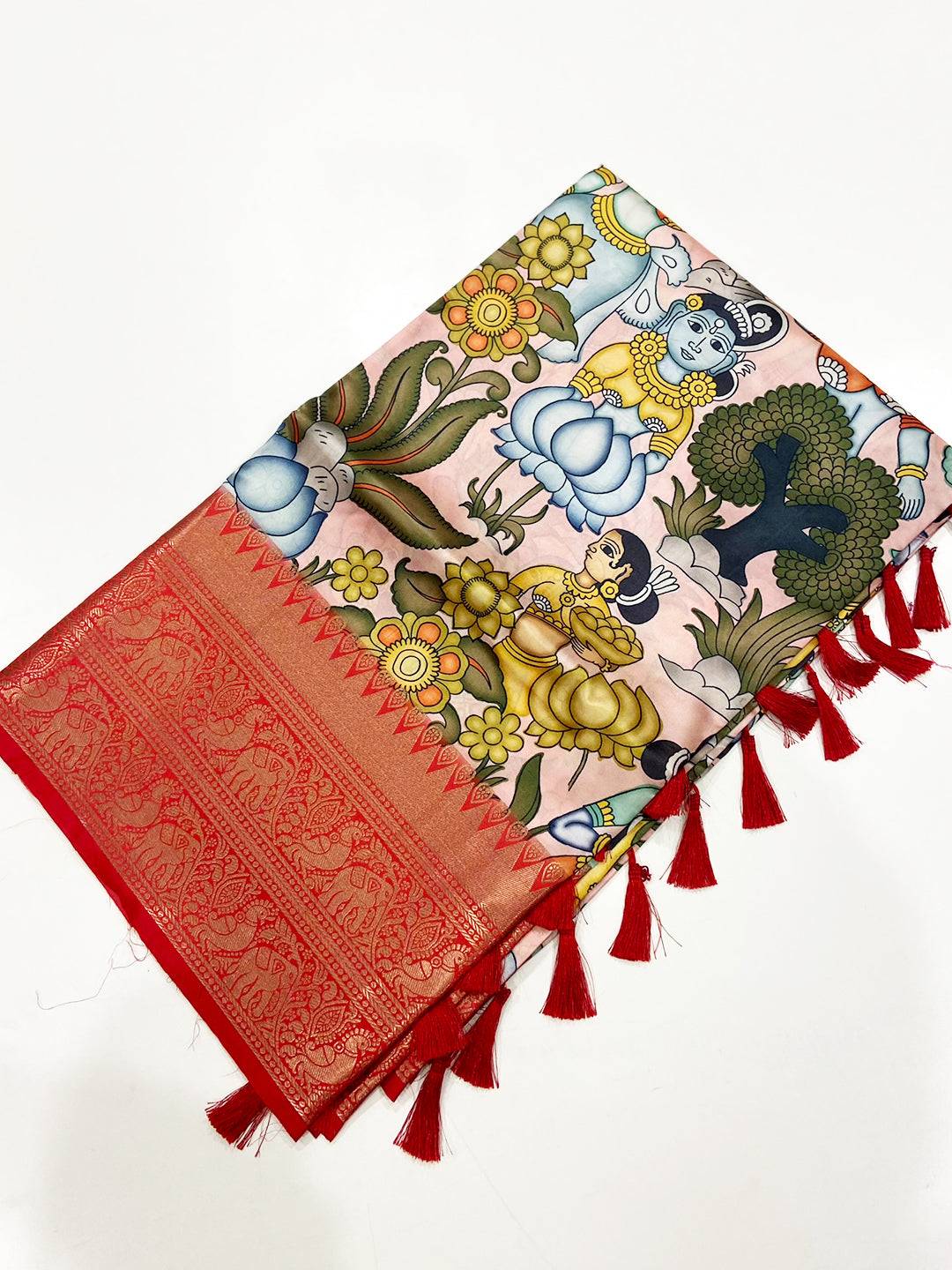 Opulent Banarasi Silk Kalamkari Pattern Saree