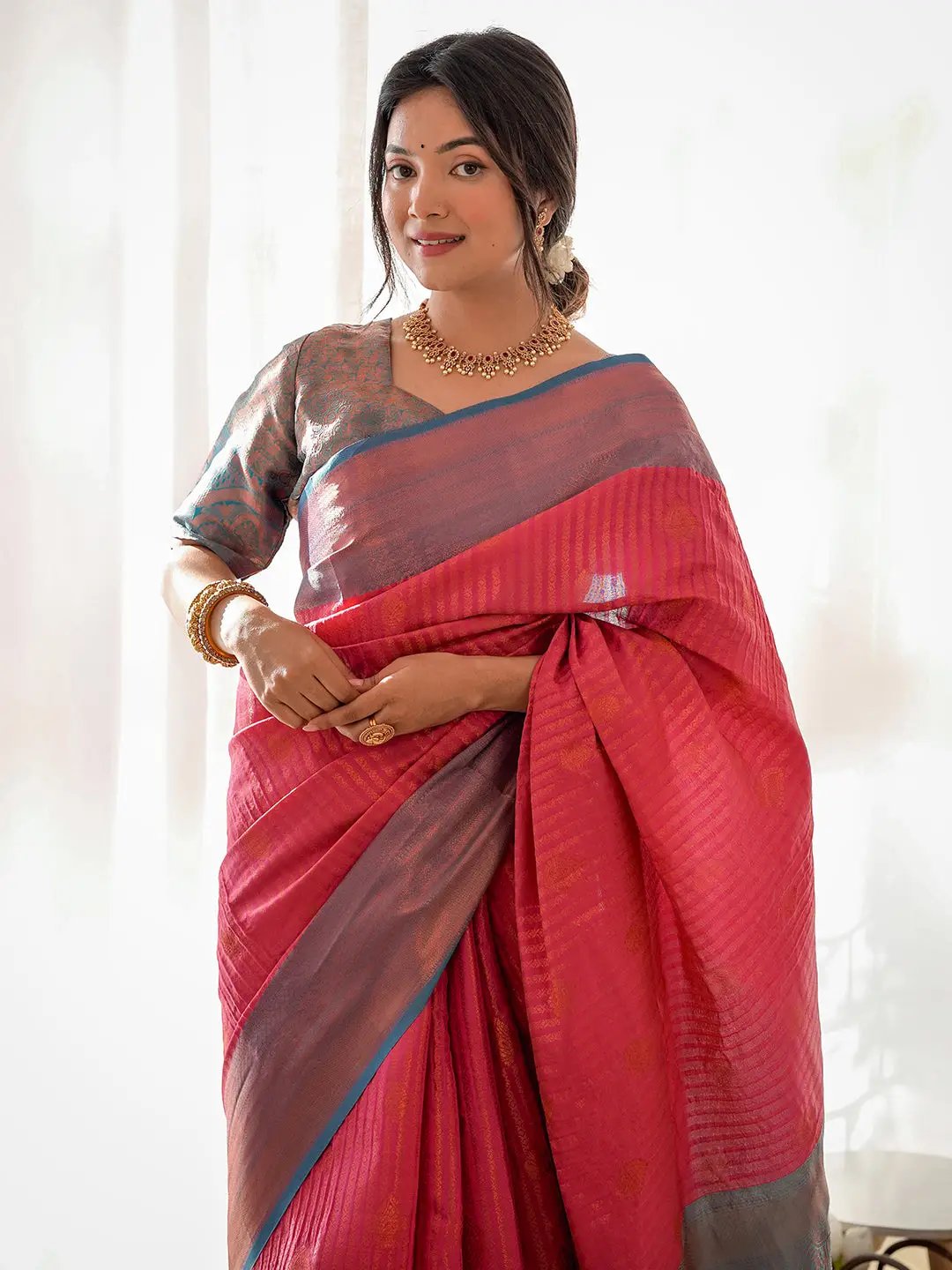 Beautiful Kubera Pattu Kanjivaram Silk Saree with Rich Pallu