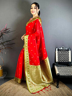 Heritage Red Soft Silk Gadwal Saree