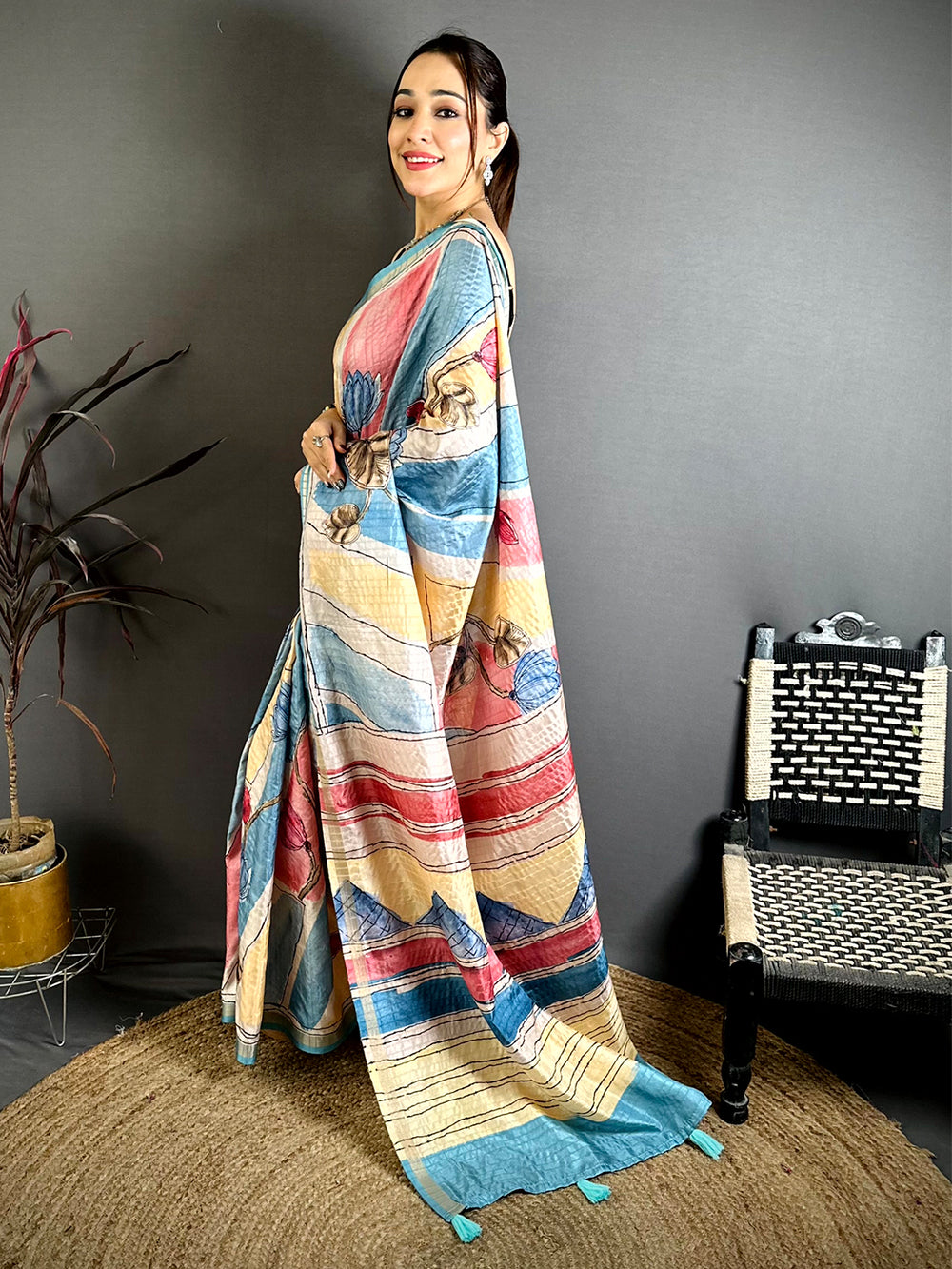 Digital Kalamkari Royal Tussar Saree