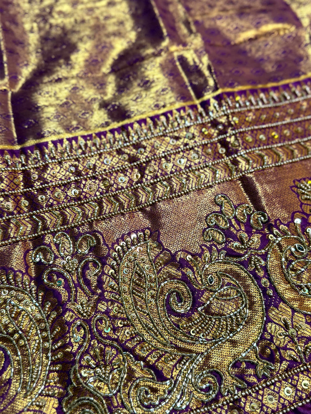Yellow Dharmavaram Gold Birds Print Saree With Maggam Blouse