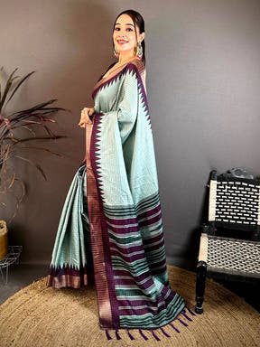 Classic Black Zari Checks Designer Saree