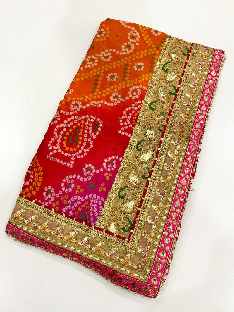 Opulent Ethnic Elegance Foil Bandhej Saree