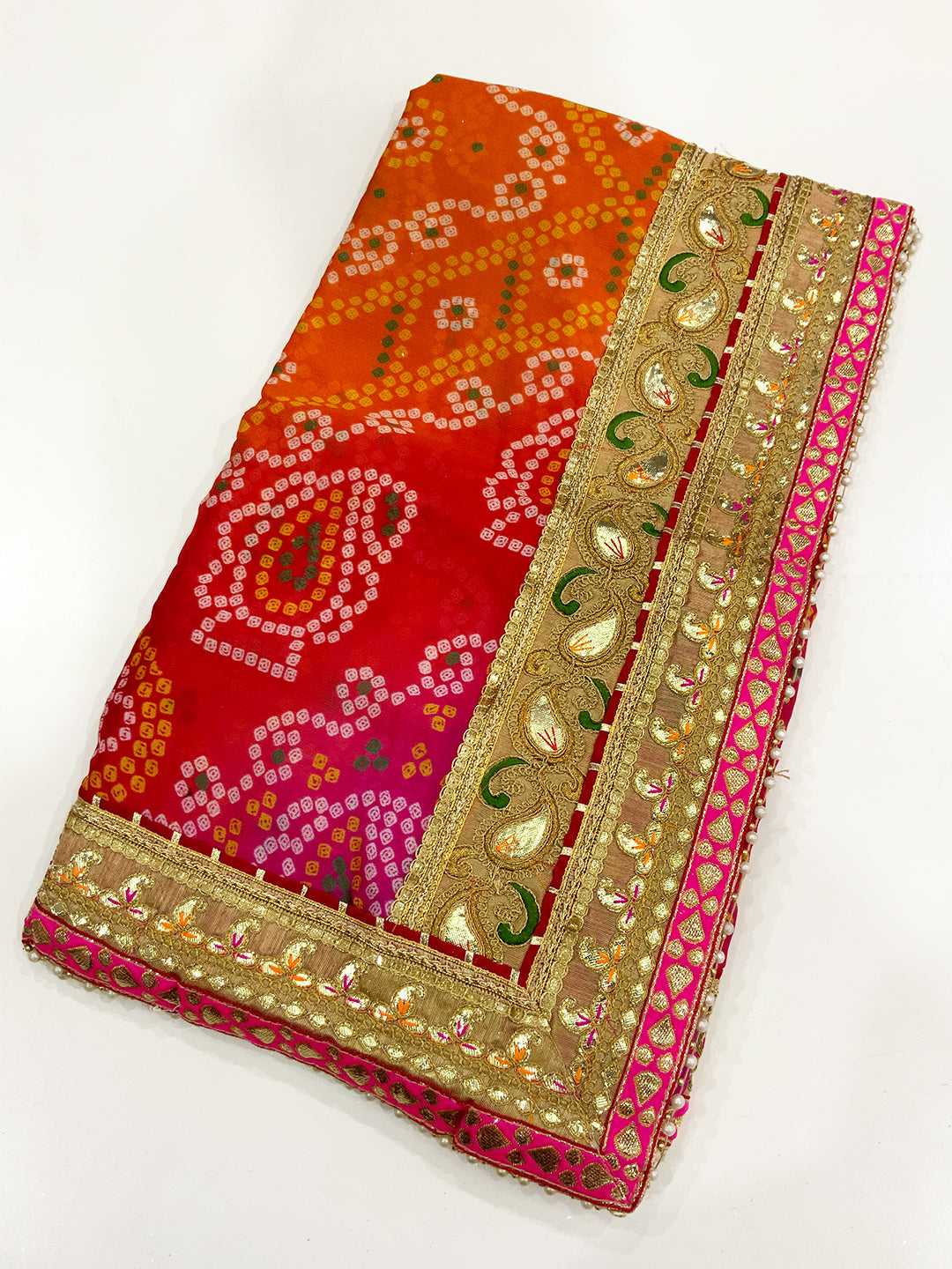 Opulent Ethnic Elegance Foil Bandhej Saree