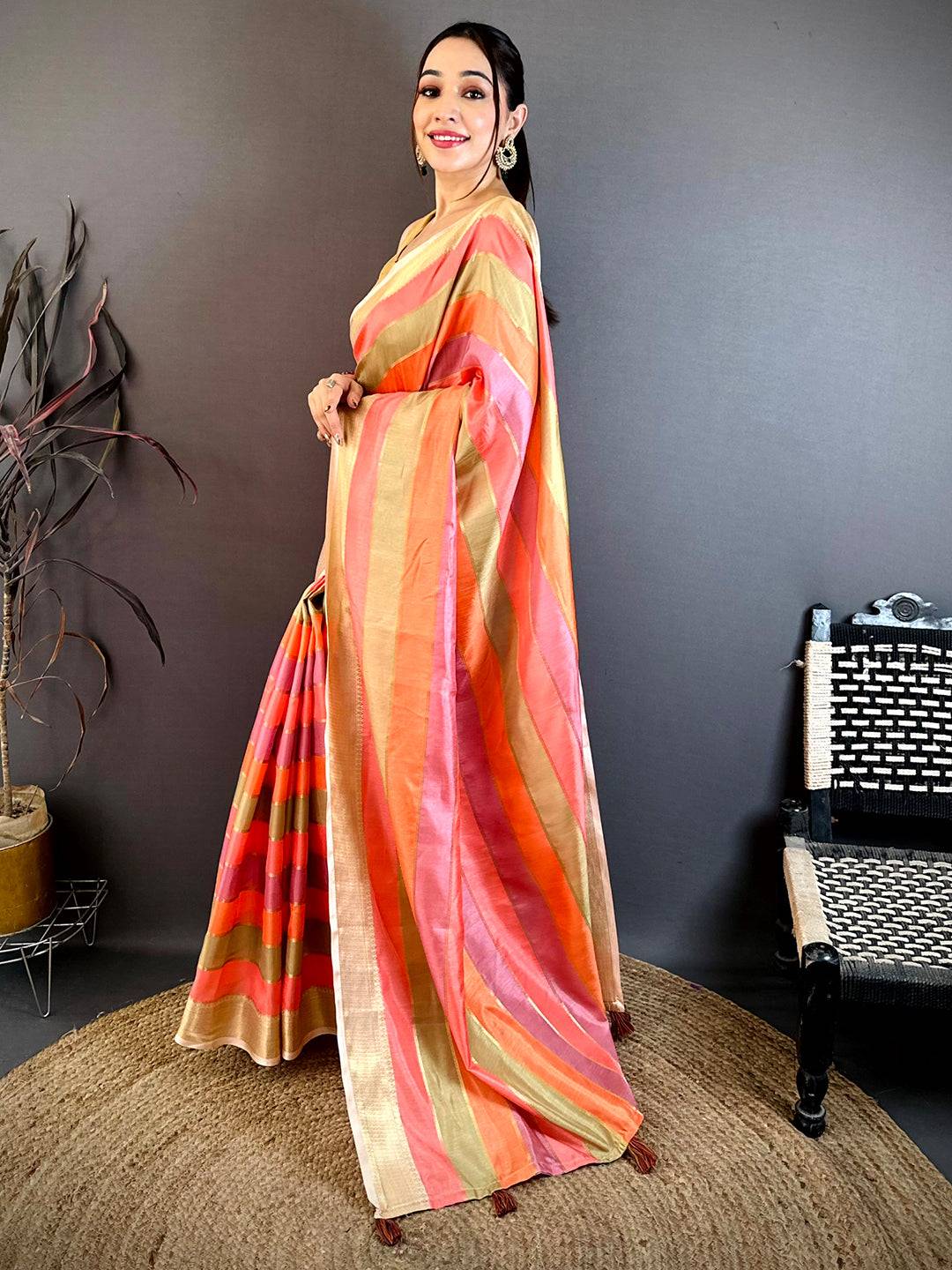 Classic Tussar Rainbow Digital Print Saree